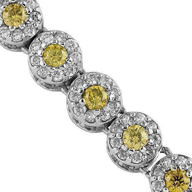 10K White Gold Mens Diamond Chain With Yellow Diamonds 51.59 Ctw